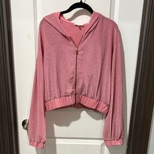 Pink Glitter Zip-Up Hoodie and Top 2 pieces